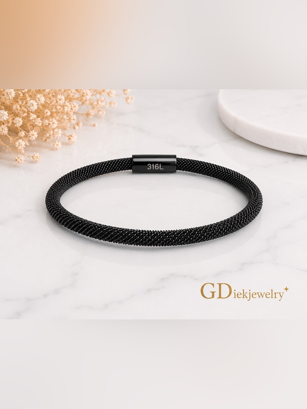 Stainless Steel 316L Black Mesh Bracelet for Women -